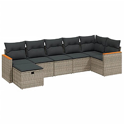 vidaXL Salon de jardin avec coussins 7 pcs gris résine tressée