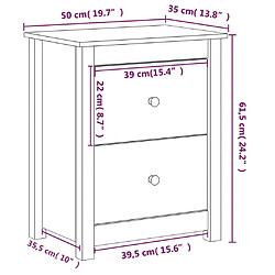 vidaXL Table de chevet Marron miel 50x35x61,5 cm Bois de pin massif pas cher