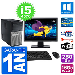 PC Tour Dell 7020 Ecran 22" Intel i5-4570 RAM 16Go Disque 250Go Windows 10 Wifi - Occasion