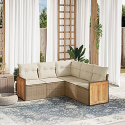 vidaXL Salon de jardin avec coussins 5 pcs beige résine tressée