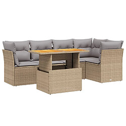 vidaXL Salon de jardin avec coussins 5 pcs beige résine tressée