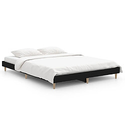 Maison Chic Lit adulte - Lit simple Cadre de lit,Structure du lit Contemporain noir 135x190 cm bois d'ingénierie -MN49124