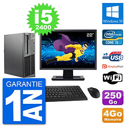 PC Lenovo M92p SFF Ecran 22" Intel i5-2400 RAM 4Go Disque 250Go Windows 10 Wifi · Occasion 