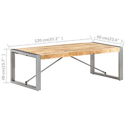 vidaXL Table basse 120x60x40 cm Bois de manguier brut pas cher