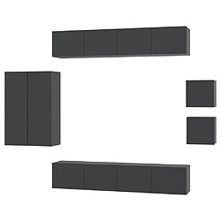 Maison Chic Ensemble de meubles TV 8 pcs | Banc TV Moderne pour salon | Meuble de Rangement - Noir Bois d'ingénierie -MN15423