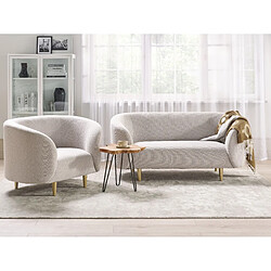 Beliani Ensemble canapé et fauteuil 3 places en tissu beige et doré LOEN