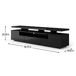 Avis BIM FURNITURE Meuble TV bas Eva 195 cm - noir mat / noir brillant avec LED