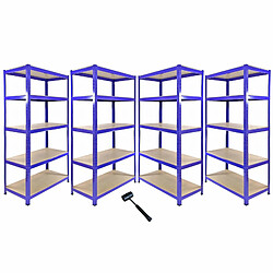 Monstershop Monster Racking 1 Rayonnage d'Angle T-Rax Bleu et 4 Rayonnages T-Rax Bleus en Acier Sans Boulons 90cm x 45cm x 180cm