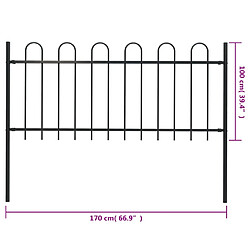 vidaXL Clôture de jardin avec dessus en cerceau Acier 1,7 m Noir pas cher