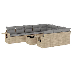 Maison Chic Salon de jardin 11 pcs avec coussins | Ensemble de Table et chaises | Mobilier d'Extérieur beige résine tressée -GKD36875