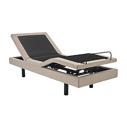 Avis Vente-Unique Lit électrique de relaxation déco + matelas ressorts ensachés et mémoire de forme - 80 x 200 cm - Tissu - Beige - RIZALI de DREAMEA