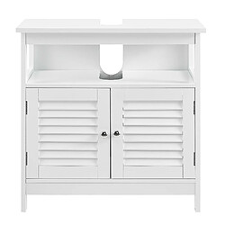 Avis Helloshop26 Armoire de salle de bain dessous de lavabo meuble dessous rangement 3 surfaces stockage 60 x 60 x 30 cm MDF laqué Blanc 03_0000780