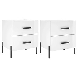 Maison Chic Lot de 2 Tables de chevet,Table de nuit,Table d'appoint pour salon blanc brillant 40x35x47,5 cm -MN10706