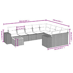 vidaXL Salon de jardin 10 pcs avec coussins noir résine tressée pas cher