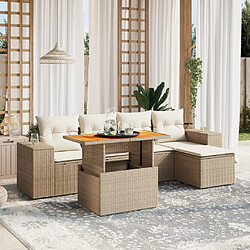 vidaXL Salon de jardin avec coussins 6 pcs beige résine tressée 