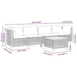 vidaXL Salon de jardin 5 pcs avec coussins noir résine tressée pas cher