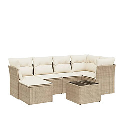 vidaXL Salon de jardin avec coussins 7 pcs beige résine tressée