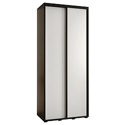 Abiks Meble Armoire à portes coulissantes Davos 1 235.2 x 110 x 45 2 portes coulissante (Noir/Blanc/Noir)