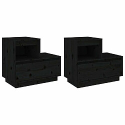 Maison Chic Lot de 2 Tables de chevet,Table de nuit,Table d'appoint pour salon Noir 60x34x51 cm Bois de pin solide -MN26144