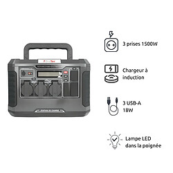 Station d'énergie portable Advance 1500 - Générateur électrique - 1328Wh/1500W - Sortie AC - Noir - Protec