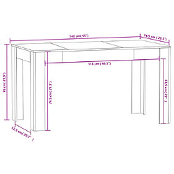 Acheter vidaXL Table à manger Blanc 140x74,5x76 cm Bois d'ingénierie