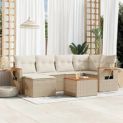 Maison Chic Salon de jardin avec coussins 7 pcs, Ensemble Tables et chaises de jardin, beige résine tressée -GKD296294