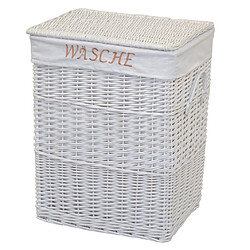 Decoshop26 Panier à linge en osier couleur blanc insert en tissu coffre avec poignées MED05176