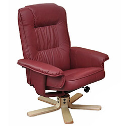 Mendler Fauteuil de télé M56, fauteuil de relaxation sans tabouret, similicuir ~ bordeaux