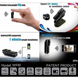 Wi-Fi IP Miniature Caméra Surveillance Sécurité 640x480 Smartphone Android iOS