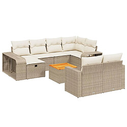 Maison Chic Salon de jardin 11 pcs avec coussins, Ensemble Tables et chaises d'extérieur beige résine tressée -GKD658325