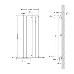 ML DESIGN MODERN LIVING Radiateur de salle de bain plat avec miroir 1200x450 mm blanc ML-Design pas cher