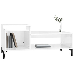 Avis vidaXL Table basse Blanc brillant 100x50x45 cm Bois d'ingénierie