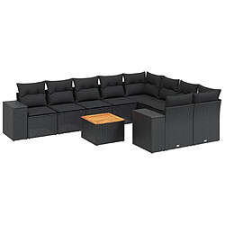 Maison Chic Salon de jardin 10 pcs avec coussins, Ensemble Tables et chaises d'extérieur noir résine tressée -GKD296957