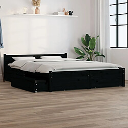 vidaXL Cadre de lit sans matelas avec tiroirs noir