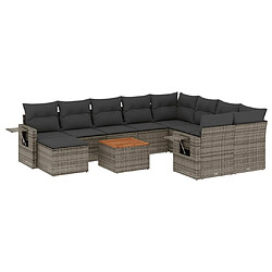 Maison Chic Salon de jardin 11 pcs avec coussins, Ensemble Tables et chaises d'extérieur gris résine tressée -GKD394650