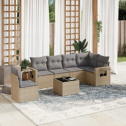 vidaXL Salon de jardin avec coussins 7 pcs beige résine tressée 