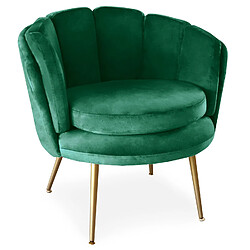 Paris Prix Fauteuil Arrondi en Velours Dabren 80cm Vert