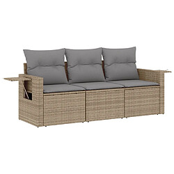 vidaXL Salon de jardin avec coussins 3 pcs beige résine tressée