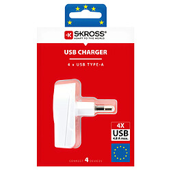 Chargeur secteur skross europe vers x4 sortie usb blanc 