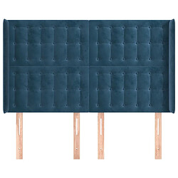 Avis Maison Chic Tête de lit scandinave avec oreilles,meuble de chambre Bleu foncé 147x16x118/128 cm Velours -MN49698