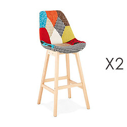 Mes Lot de 2 chaises de bar H75 cm en tissu patchwork - ELO