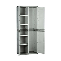 TITANIUM PLASTIKEN Armoire 2 portes avec etageres et penderie l70 x p44 x h176 cm Beige et Taupe Gamme TITANIUM Interieur/Exteri