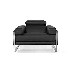 La Maison Du Canapé Fauteuil cuir Design ALIYAH Noir 