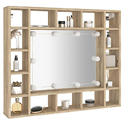 vidaXL Armoire de miroir avec LED Chêne sonoma 91x15x76,5 cm pas cher