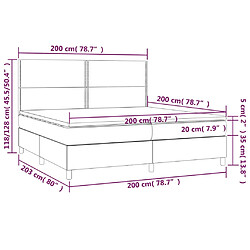 Acheter vidaXL Sommier à lattes de lit matelas et LED Gris foncé 200x200 cm