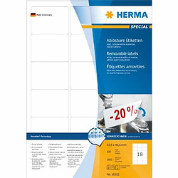 Elysees Paris Herma 10302 Étiquettes movables/amovibles 63,5 x 46,6 A4 1800 pièces Blanc 