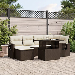 vidaXL Salon de jardin avec coussins 7 pcs marron résine tressée 