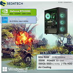 Sedatech PC Gaming • Intel i5-12400F • RTX3050 • 8 Go RAM • 500Go SSD M.2 • 1To HDD • Windows 11