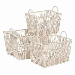 BigBuy Home Lot de paniers Blanc Corde 45 x 35 x 36 cm (3 Pièces)