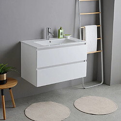 Kiamami Valentina MEUBLE DE SALLE DE BAINS AVEC LAVABO 80CM BLANC | BILBAO 